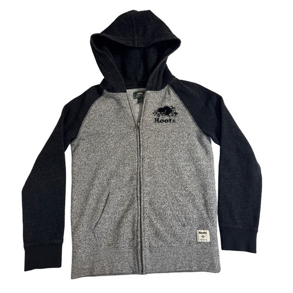 Roots Other - Roots Kids Zippered Zip Up Charcoal Grey Black Hoodie Sweatshirt Girl Boy Unisex